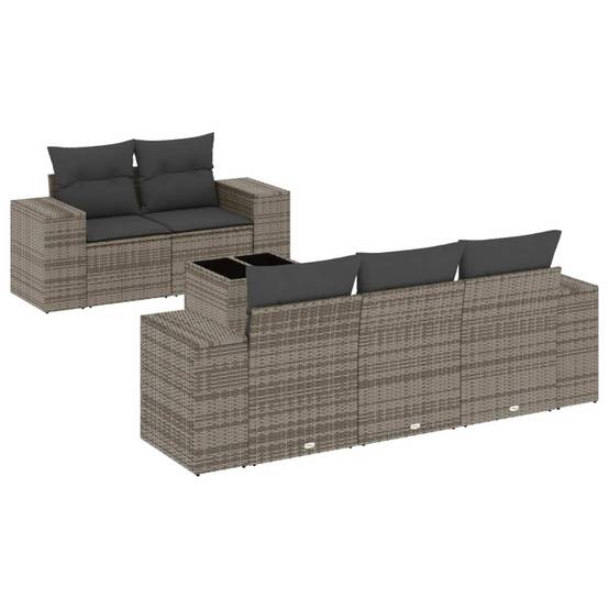 Salon de jardin bas 5 places avec table design en résine tressée Gris Anthracite – ComfortXL Outdoor Living - Image 2