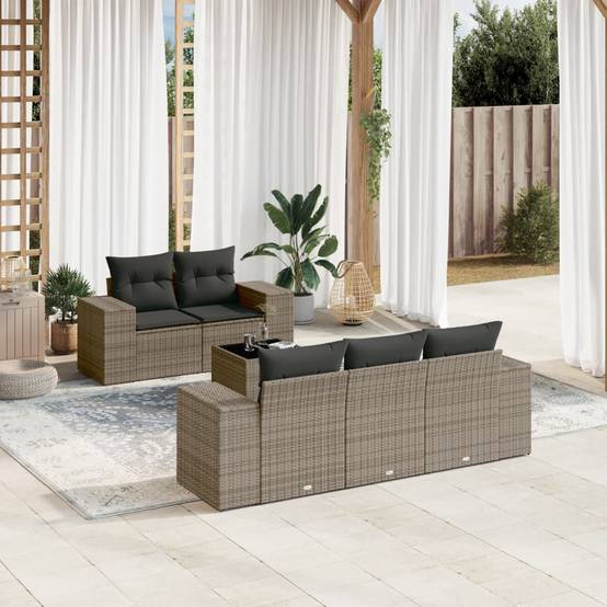 Salon de jardin bas 5 places avec table design en résine tressée Gris Anthracite – ComfortXL Outdoor Living - Image 1