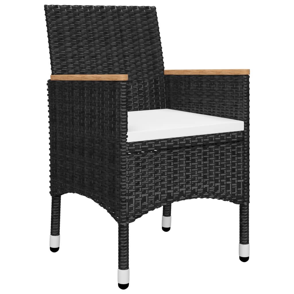 Helloshop26 - Ensemble de bistro jardin meuble extérieur terrasse 3 pièces résine tressée et verre trempé noir - Imagen 3