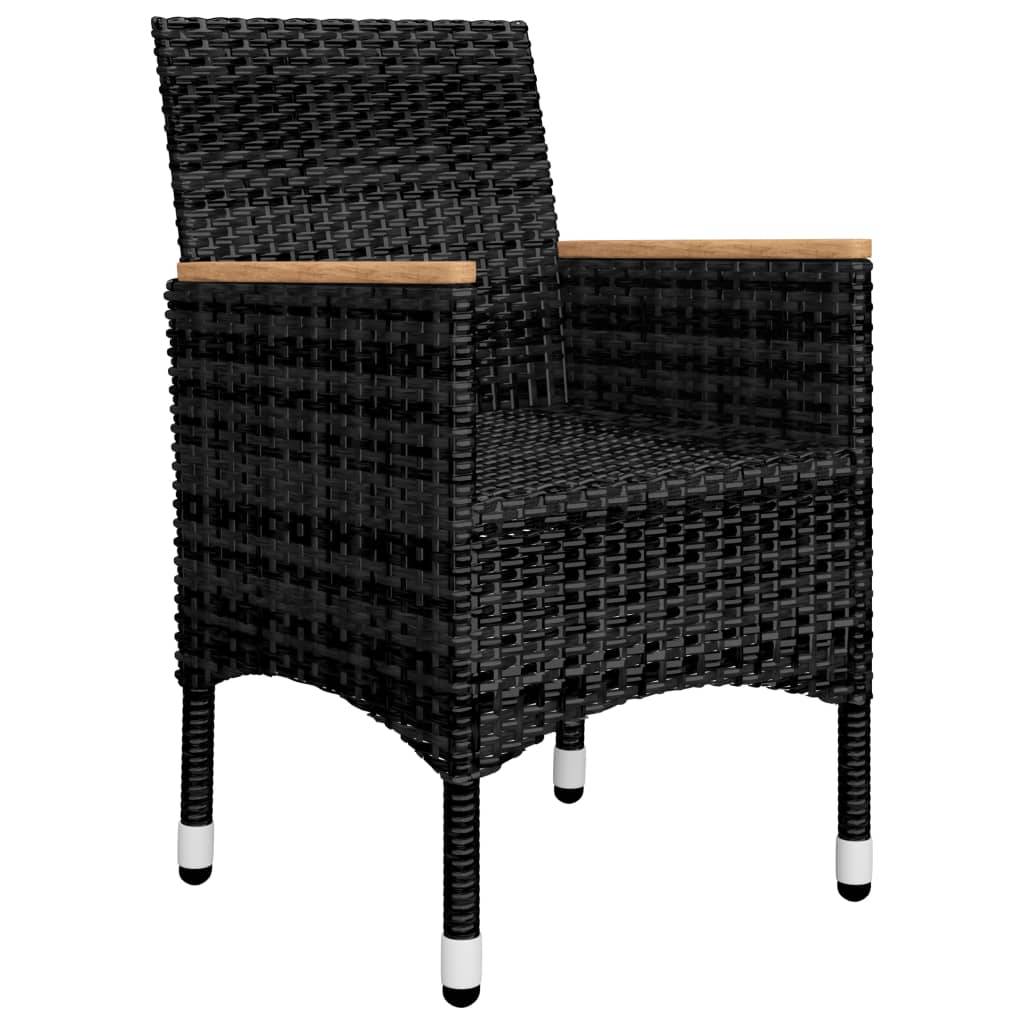 Helloshop26 - Ensemble de bistro jardin meuble extérieur terrasse 3 pièces résine tressée et verre trempé noir - Imagen 5