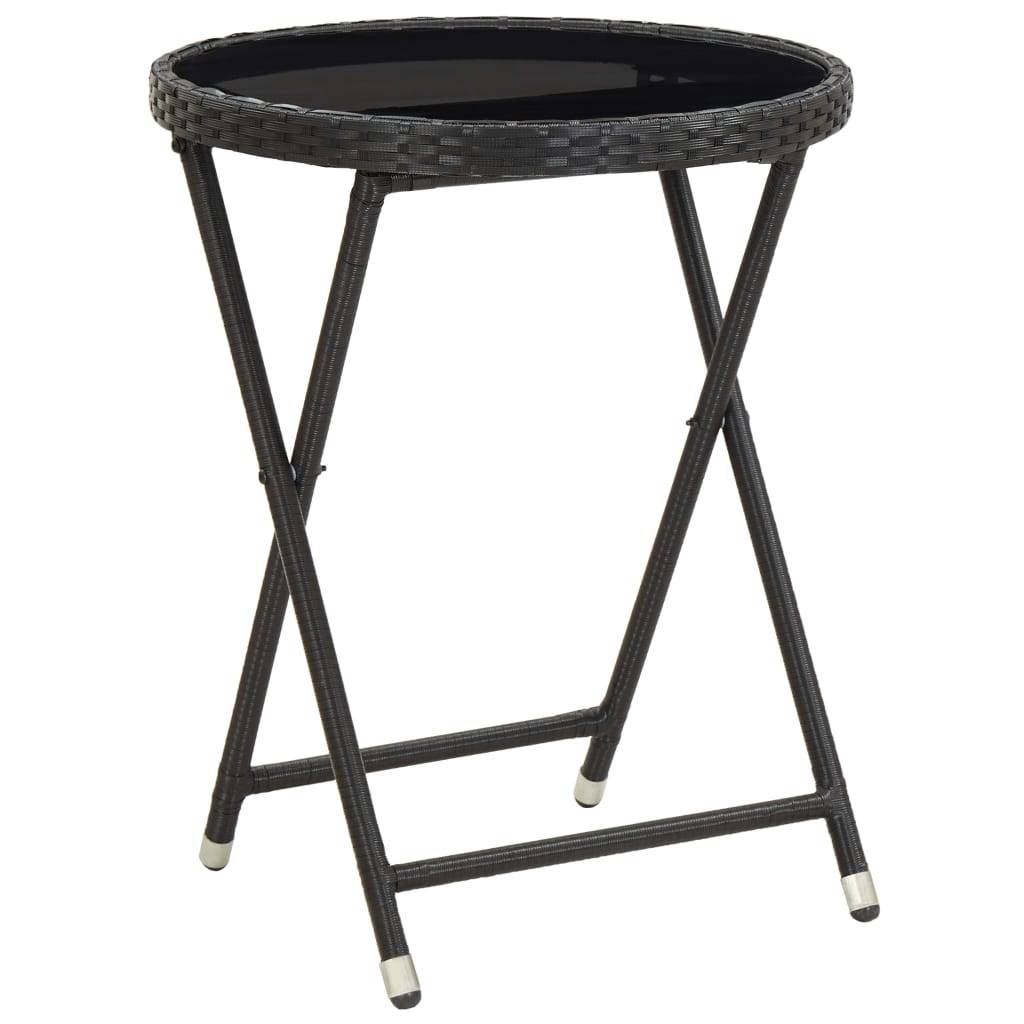 Helloshop26 - Ensemble de bistro jardin meuble extérieur terrasse 3 pièces résine tressée et verre trempé noir - Imagen 6