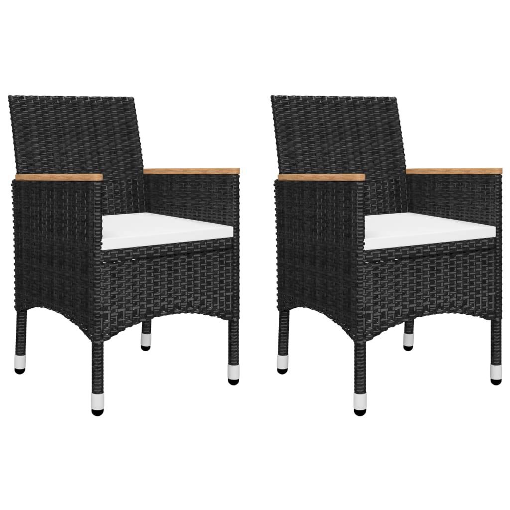 Helloshop26 - Ensemble de bistro jardin meuble extérieur terrasse 3 pièces résine tressée et verre trempé noir - Imagen 2