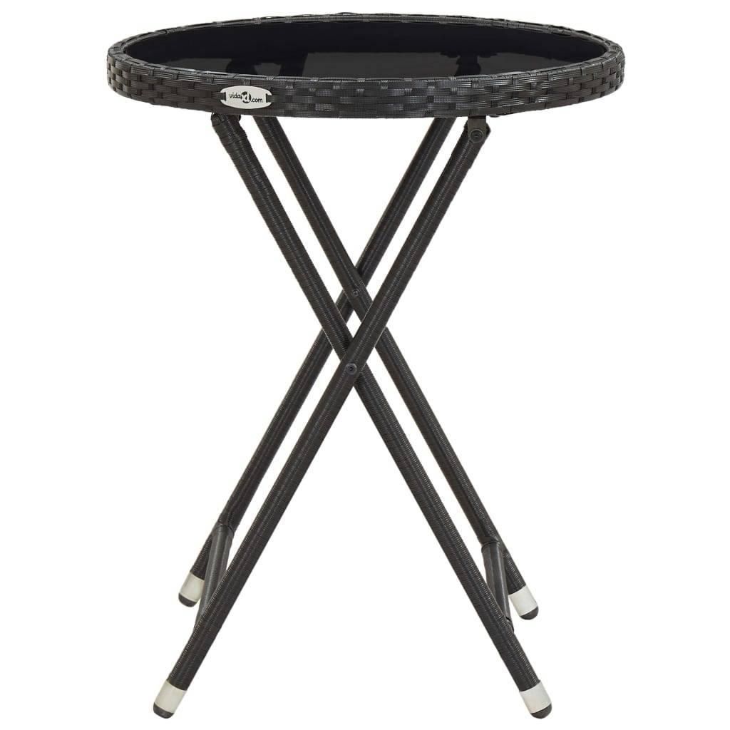 Helloshop26 - Ensemble de bistro jardin meuble extérieur terrasse 3 pièces résine tressée et verre trempé noir - Imagen 7