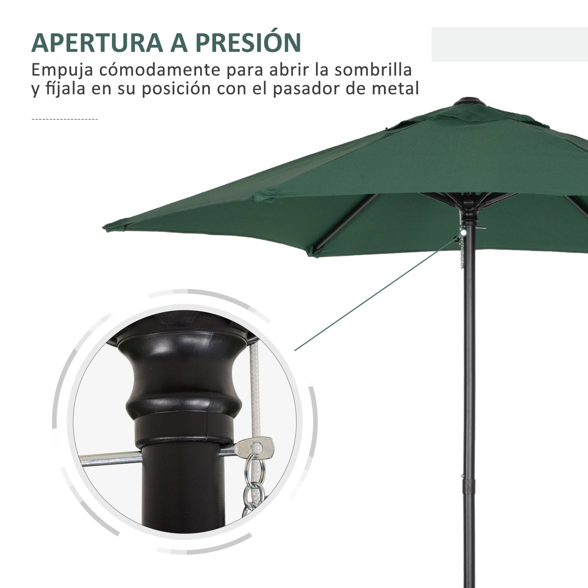 Parasol de terrasse avec mât en aluminium, toit ventilé et mât détachable, imperméable pour terrasse verte - Image 9