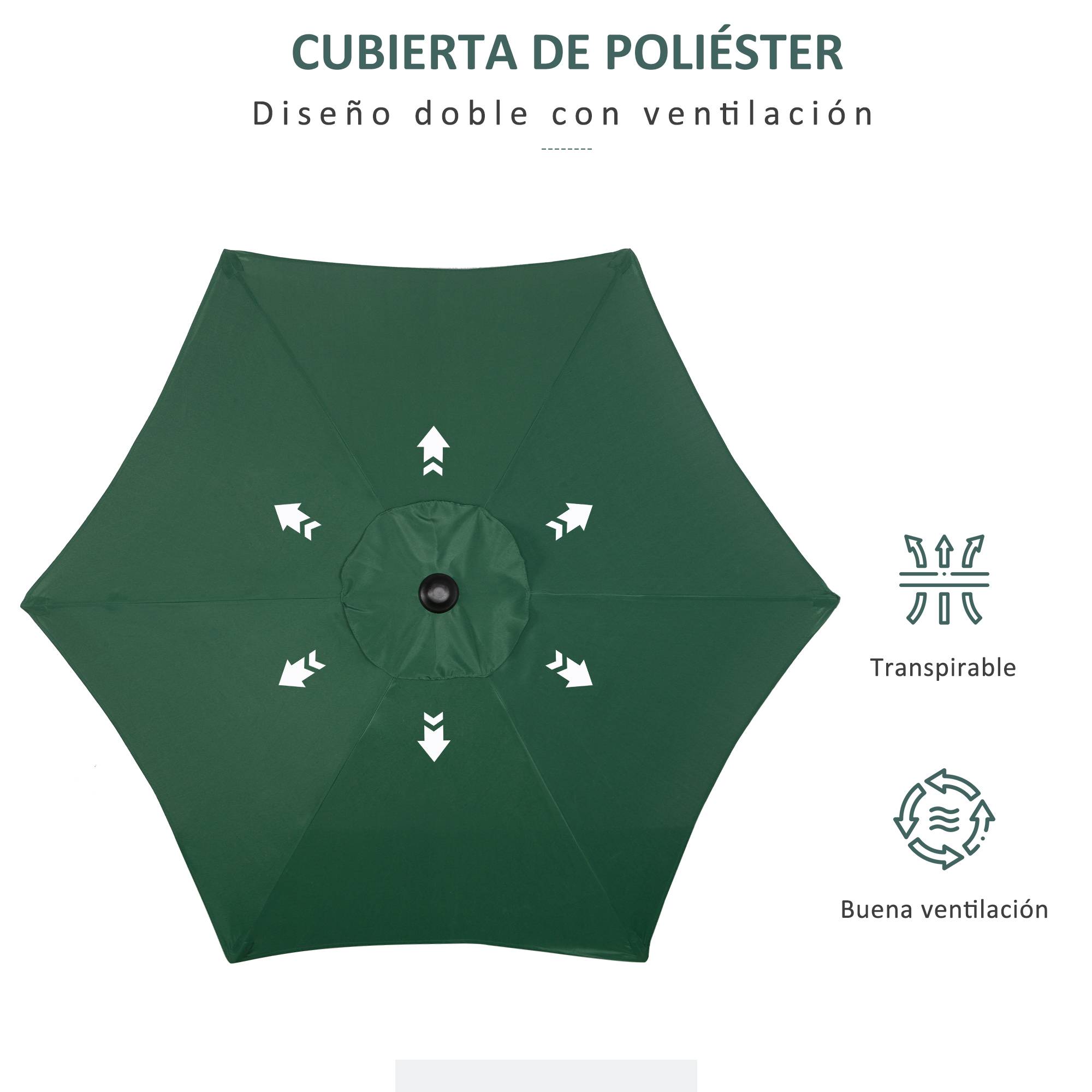 Parasol de terrasse avec mât en aluminium, toit ventilé et mât détachable, imperméable pour terrasse verte - Image 8