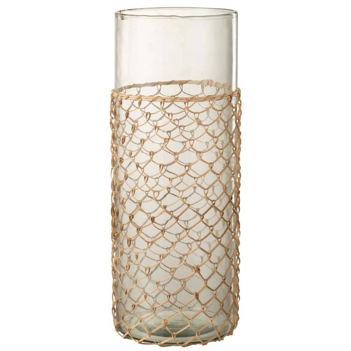 Vase Design "Tricot" 42cm Transparent & Naturel - Image 1
