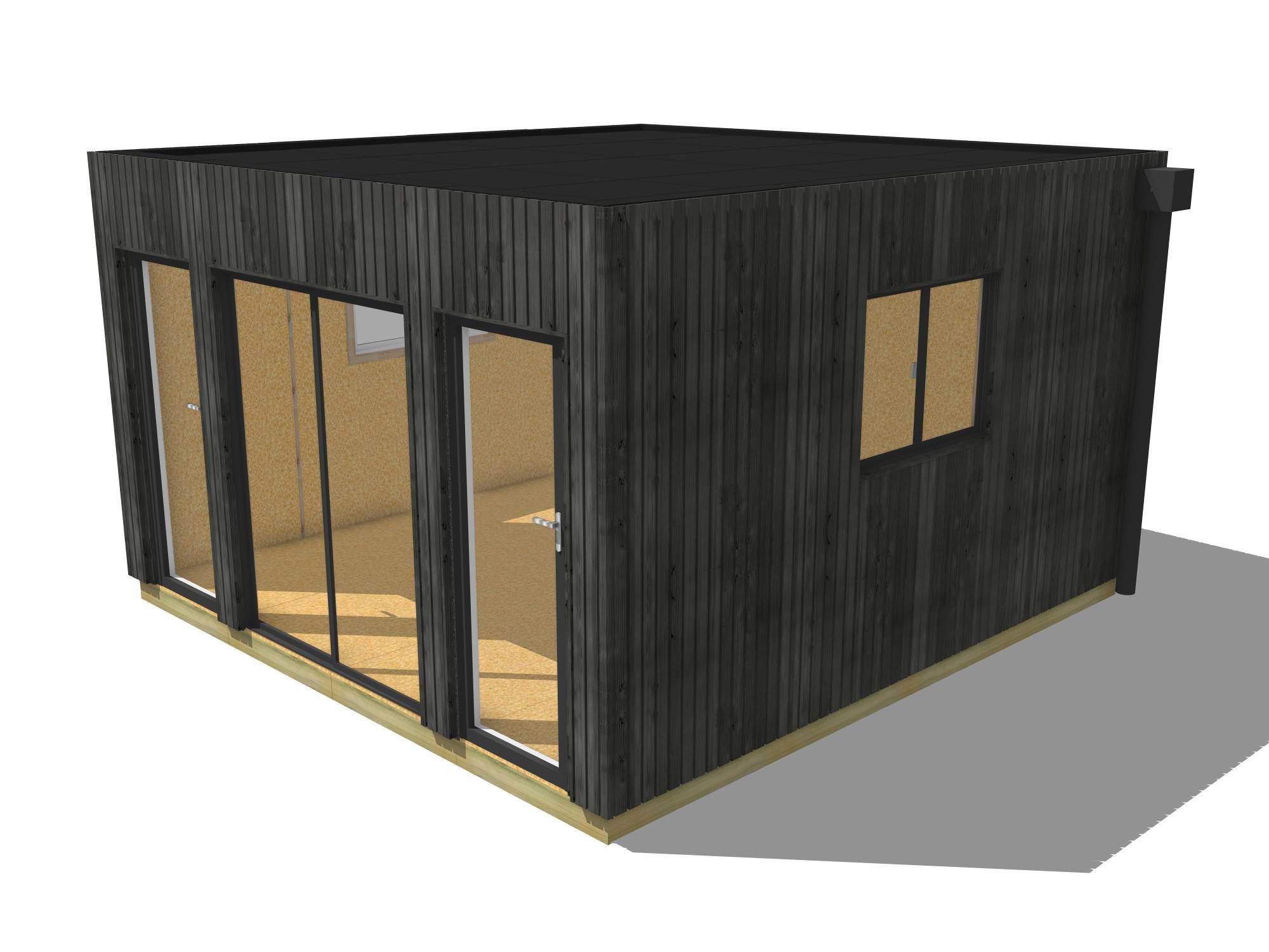 Sans Marque - Annexe de jardin bois en bois 4,4 x 4,6 x 2,7 m avec plancher isolé - Image 2
