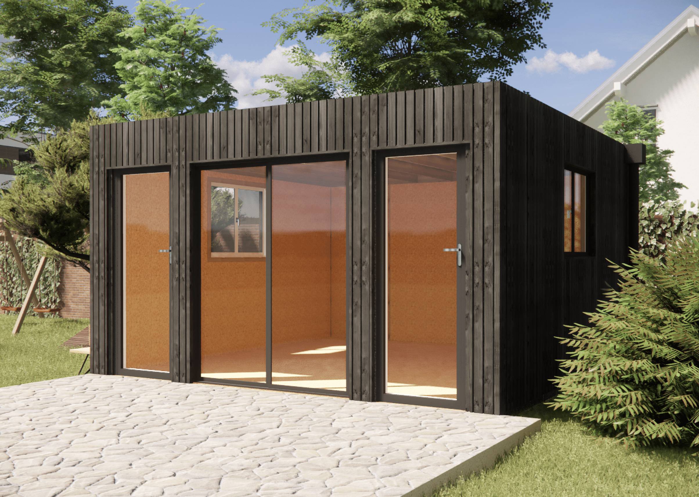 Sans Marque - Annexe de jardin bois en bois 4,4 x 4,6 x 2,7 m avec plancher isolé - Imagen 6