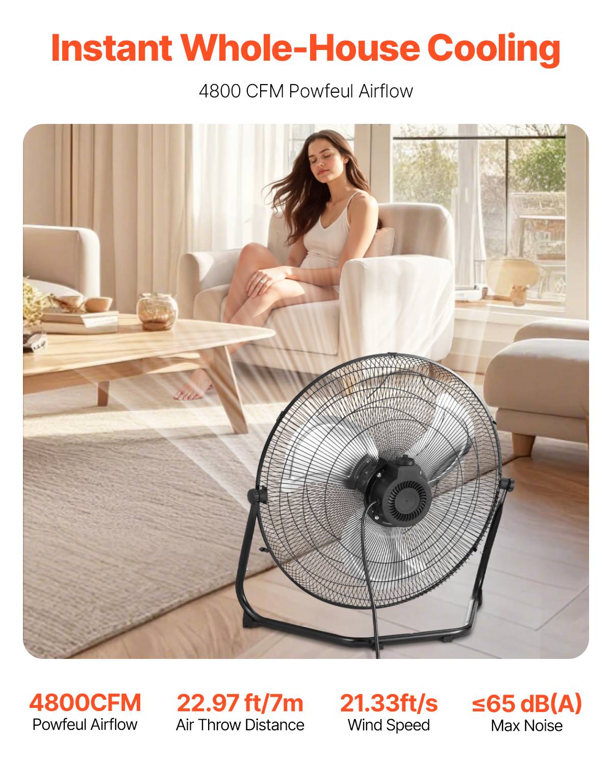 VEVOR Ventilateur sol 3 vitesses, métal 508mm, 2pcs, garage. - Image 2