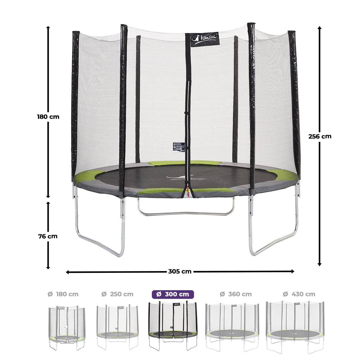 Kangui - Trampoline rond Ø 300cm avec filet, échelle, bâche et kit ancrage - RALLI 300 Kangui - Image 3