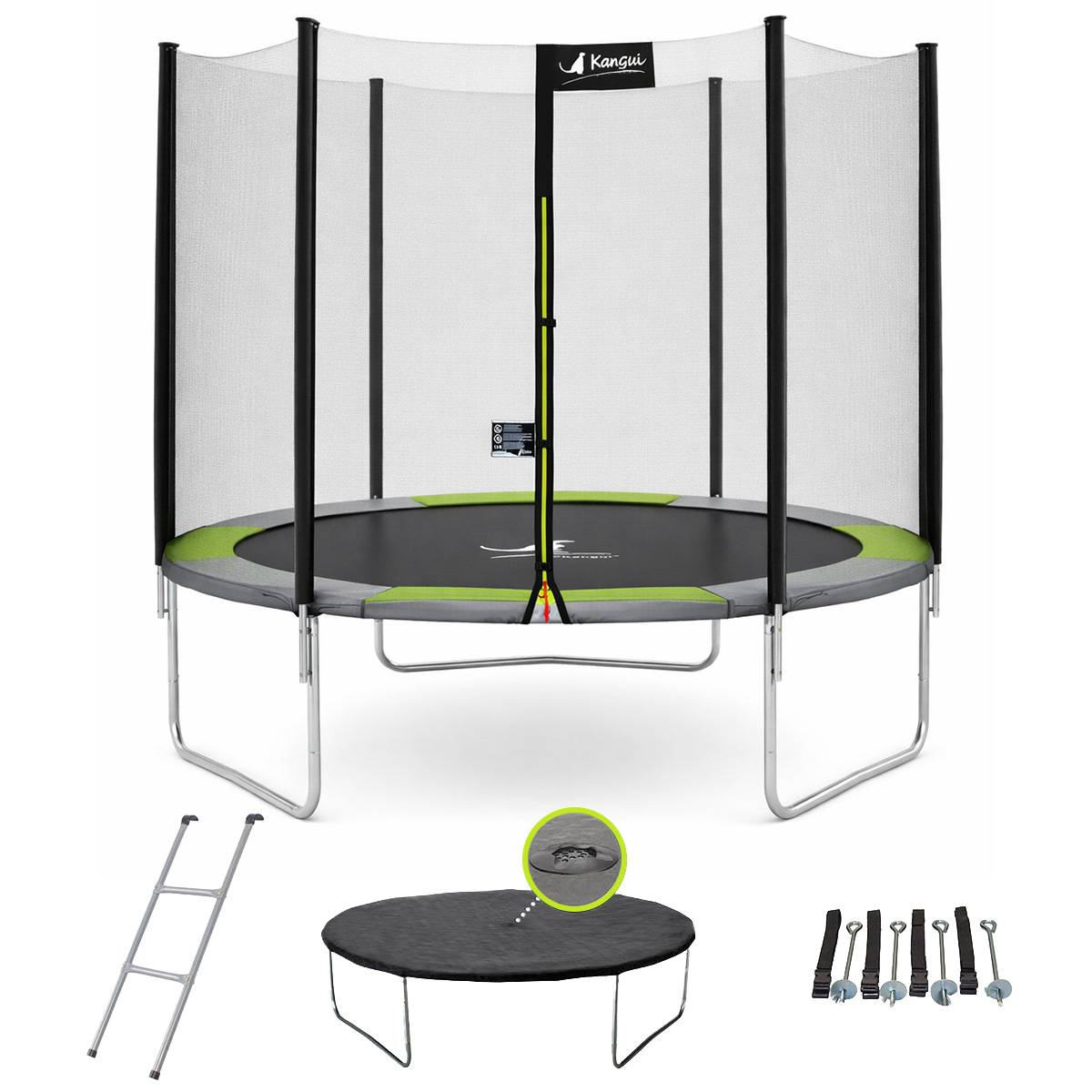 Kangui - Trampoline rond Ø 300cm avec filet, échelle, bâche et kit ancrage - RALLI 300 Kangui - Image 1