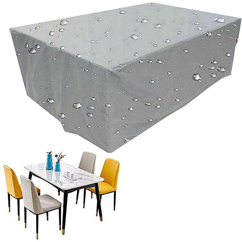 IntiMeg - Housse Salon de Jardin Table 160*130*90cm 210D Oxford Tissu bache Imperméable, Coupe-Vent, Anti-UV, Jardin, Argenté IntiMeg - Image 1