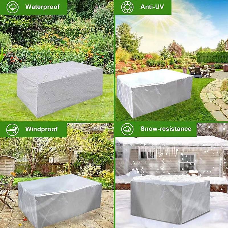IntiMeg - Housse Salon de Jardin Table 160*130*90cm 210D Oxford Tissu bache Imperméable, Coupe-Vent, Anti-UV, Jardin, Argenté IntiMeg - Image 3