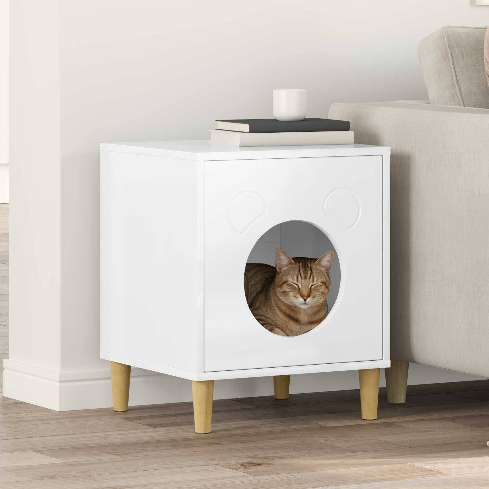 Vidaxl - Maison pour chat Blanc Brillant 42,5 x 40 x 53 cm vidaXL 8000675 - Image 1