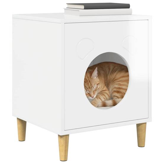 Vidaxl - Maison pour chat Blanc Brillant 42,5 x 40 x 53 cm vidaXL 8000675 - Image 4