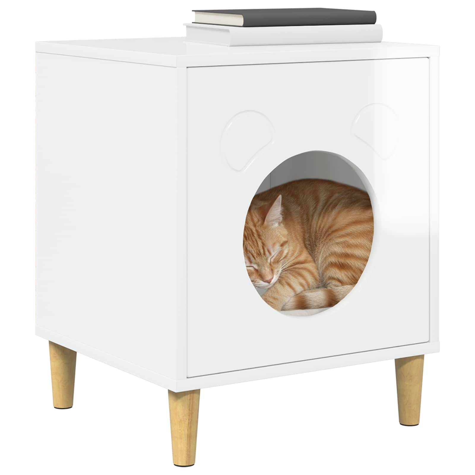 Vidaxl - Maison pour chat Blanc Brillant 42,5 x 40 x 53 cm vidaXL 8000675 - Image 4