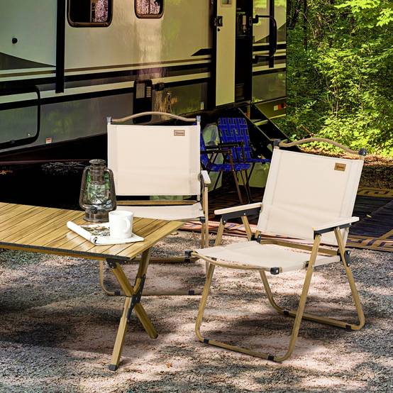 Lot de 2 Chaises de Camping Pliantes Acier Tissu Oxford Jardin Kaki 54x59x78cm - ComfortXL Outdoor Living - Image 1