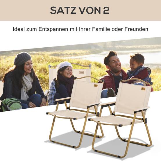 Lot de 2 Chaises de Camping Pliantes Acier Tissu Oxford Jardin Kaki 54x59x78cm - ComfortXL Outdoor Living - Image 4