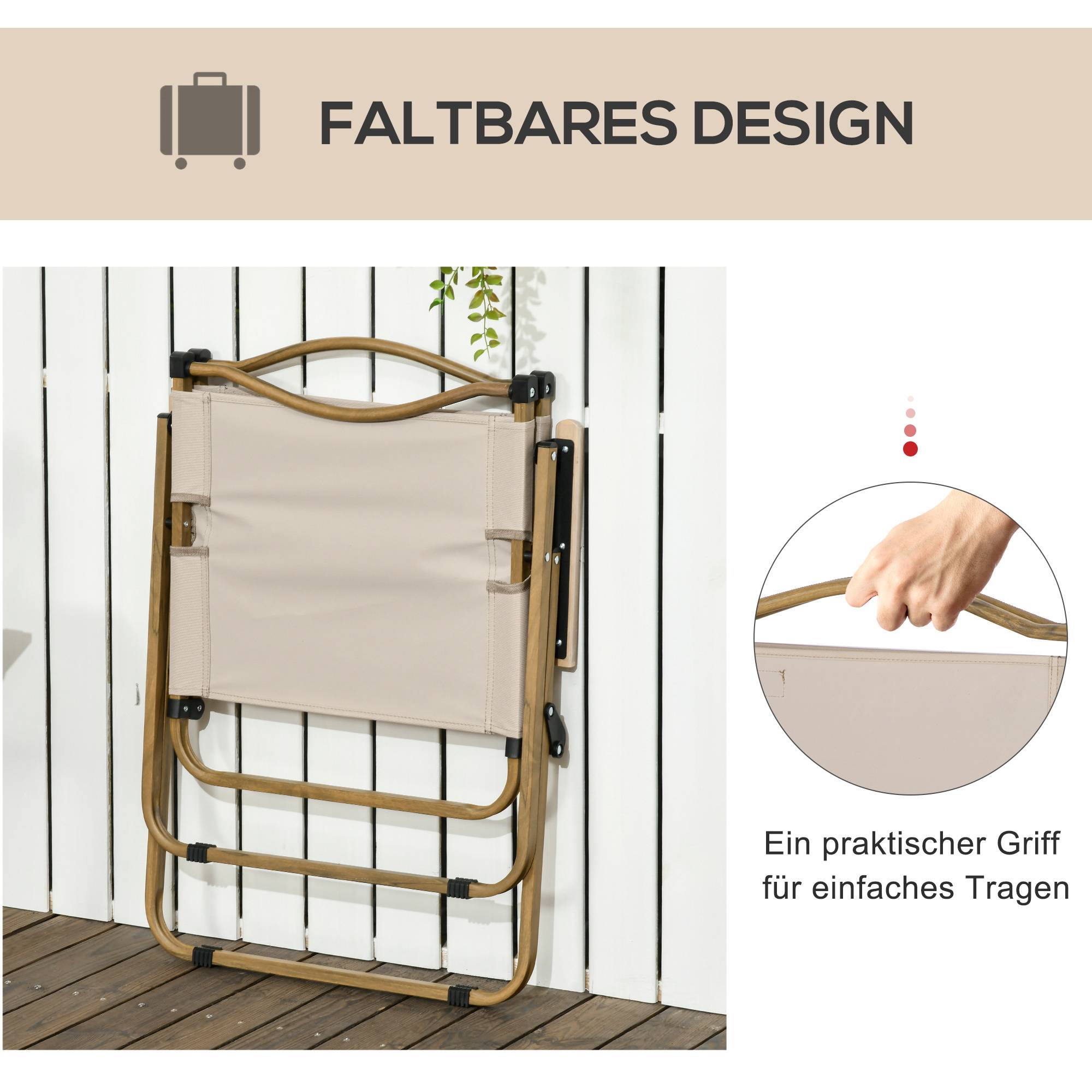 Lot de 2 Chaises de Camping Pliantes Acier Tissu Oxford Jardin Kaki 54x59x78cm - ComfortXL Outdoor Living - Image 5