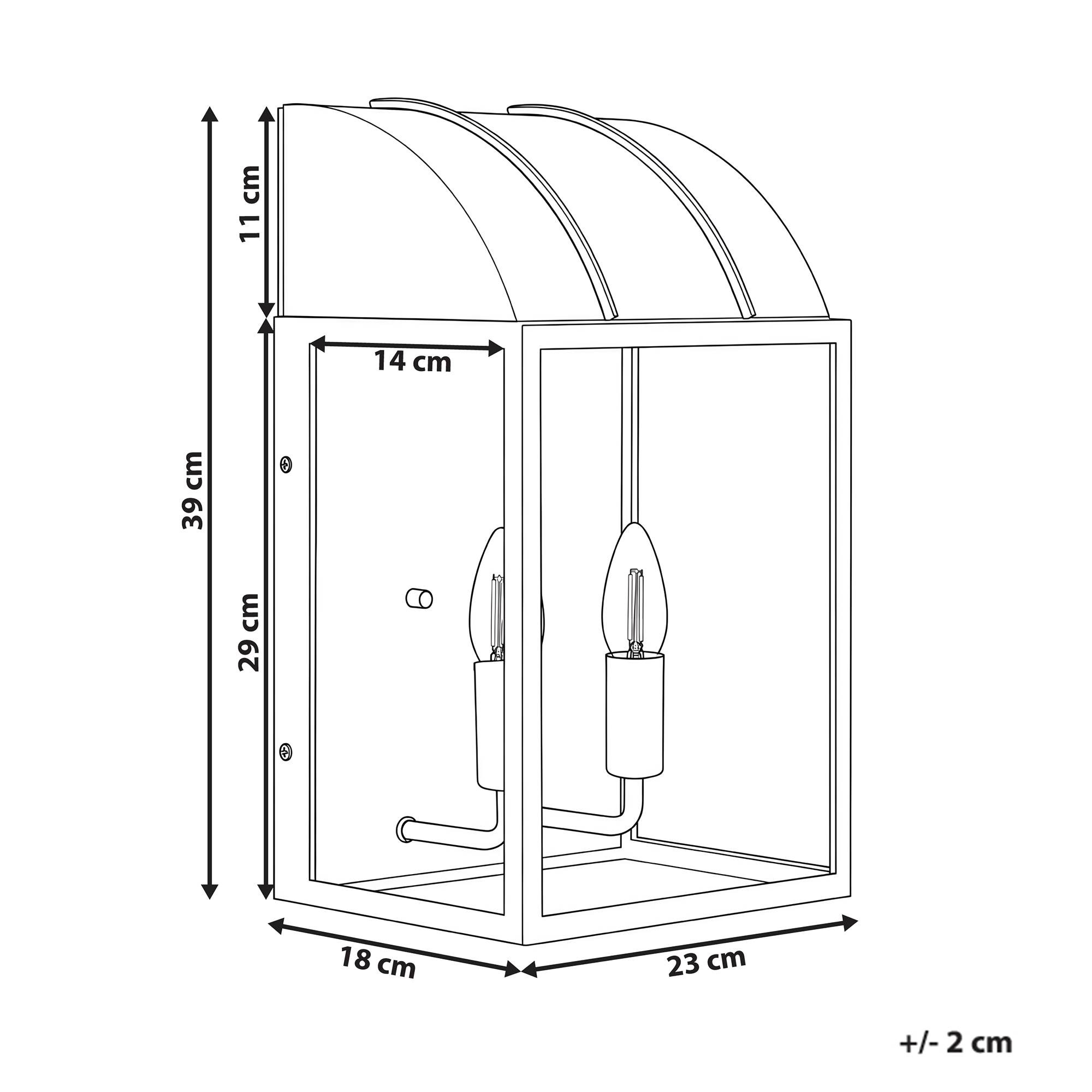 Beliani - Lampe murale pour l'extérieur Aluminium Noir BELITSA - 23x18x39- Beliani - Image 3