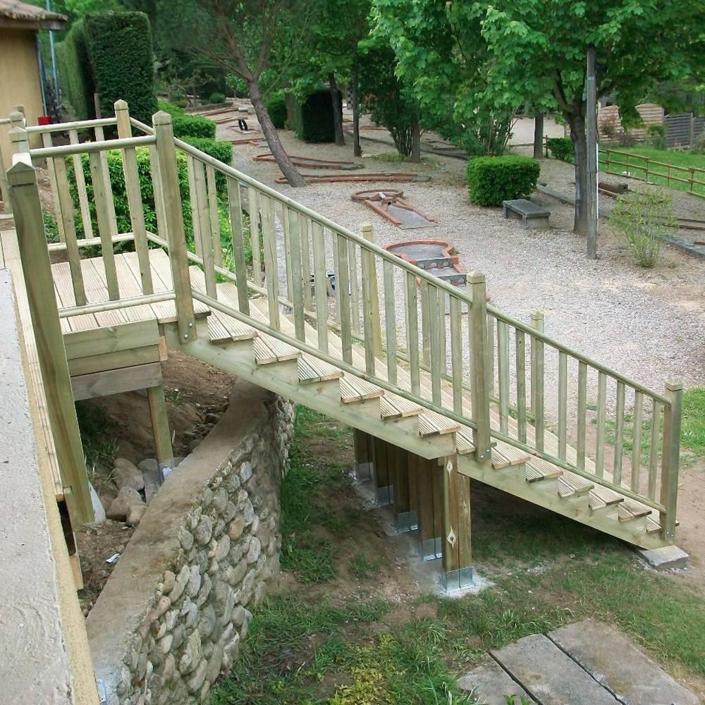 Limon 7 Marches Escalier Pin Traite - Escalier Extérieur - Pré-entaillé - Image 5