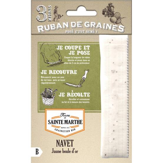 Carte ruban de Navet Jaune Boule d'Or Bio - Ferme de Sainte Marthe Livré en ruban de 3 mètres