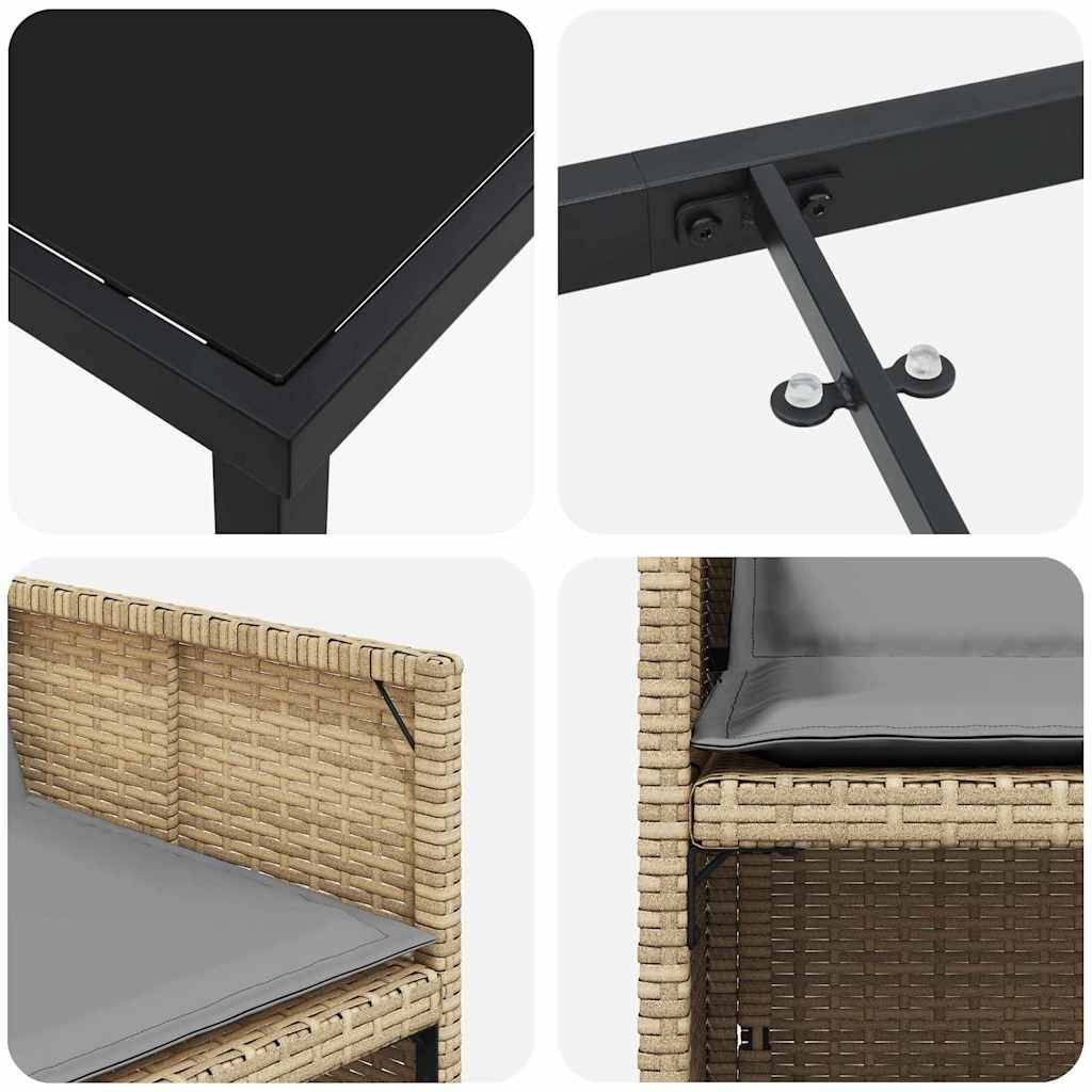 ComfortXL - Salon de jardin 4 places en résine tressée avec table en verre Beige – ComfortXL Outdoor Living - Image 9