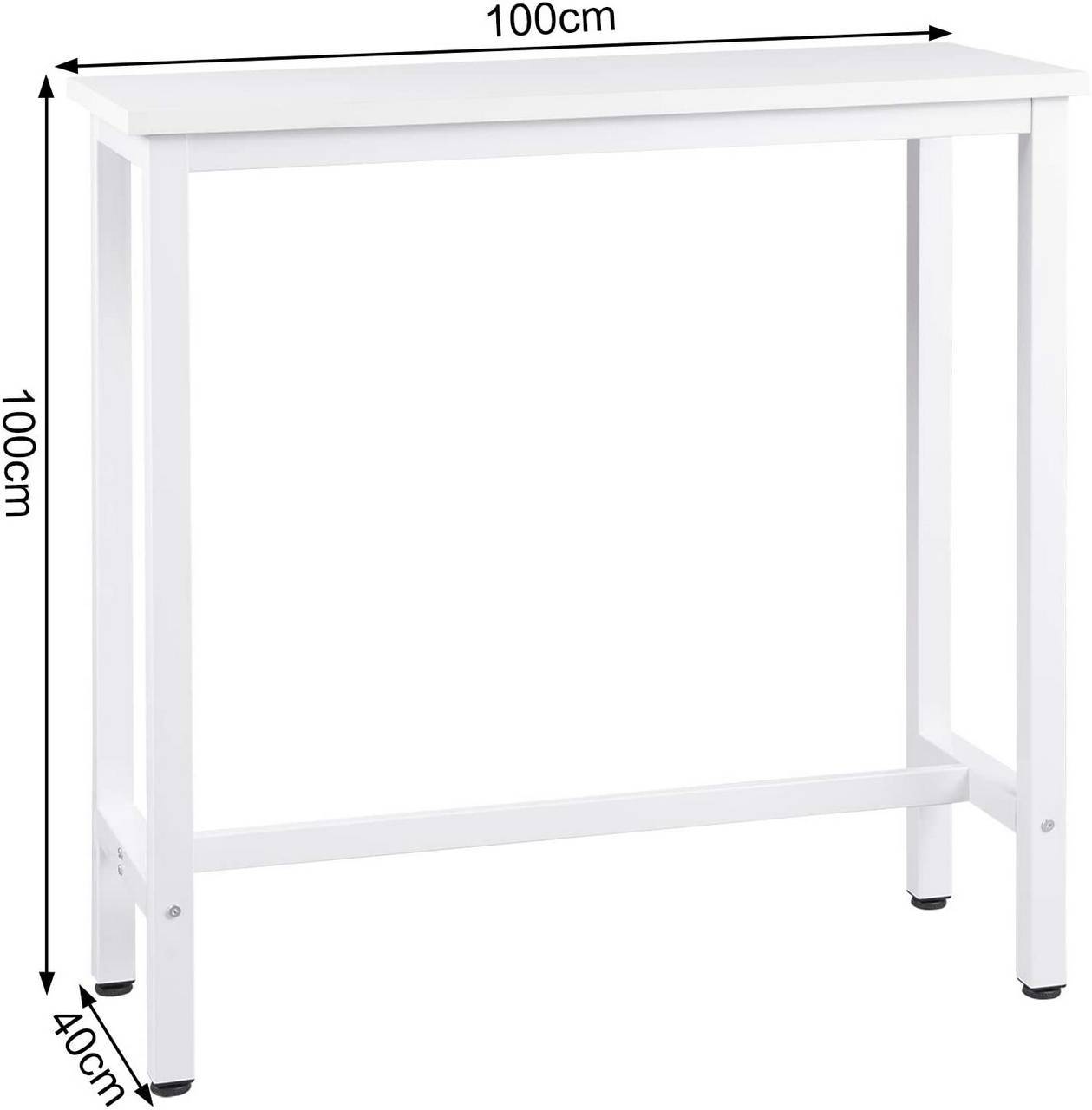Helloshop26 - Table de bar table de bistrot structure en métal plateau en aggloméré table haute table à manger 100 cm blanc - Imagen 2
