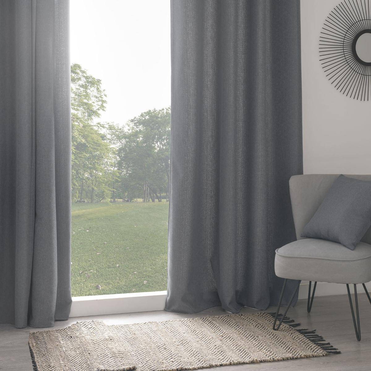 Atmosphera - Lot de 2 Rideaux à  œillets Isolant Gris 140 x 260 cm - Imagen 4