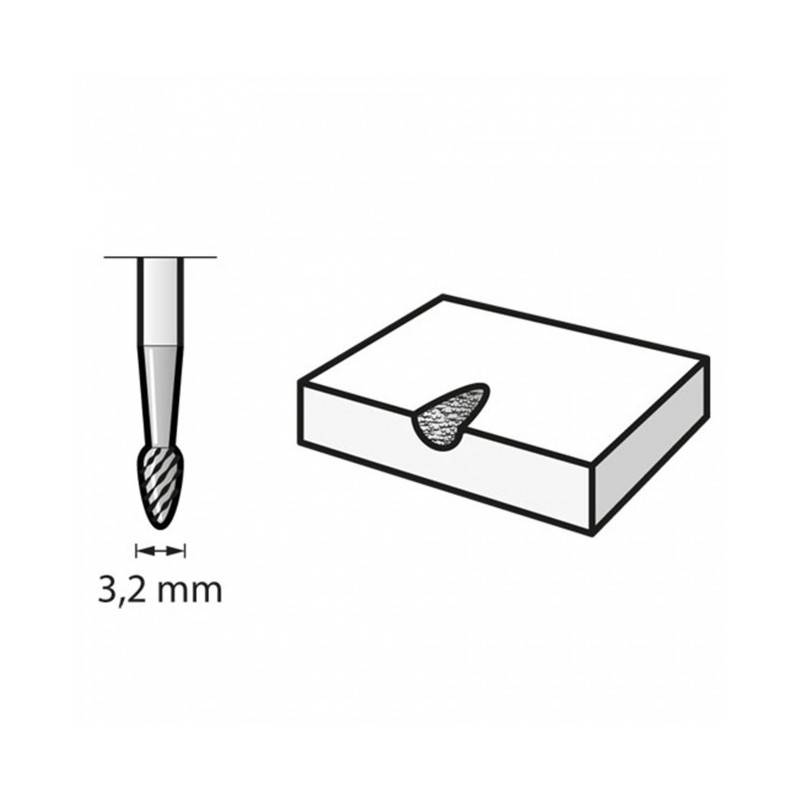 Fraise en carbure de tungstène à bout ovoïde 3,2mm DREMEL - Image 2