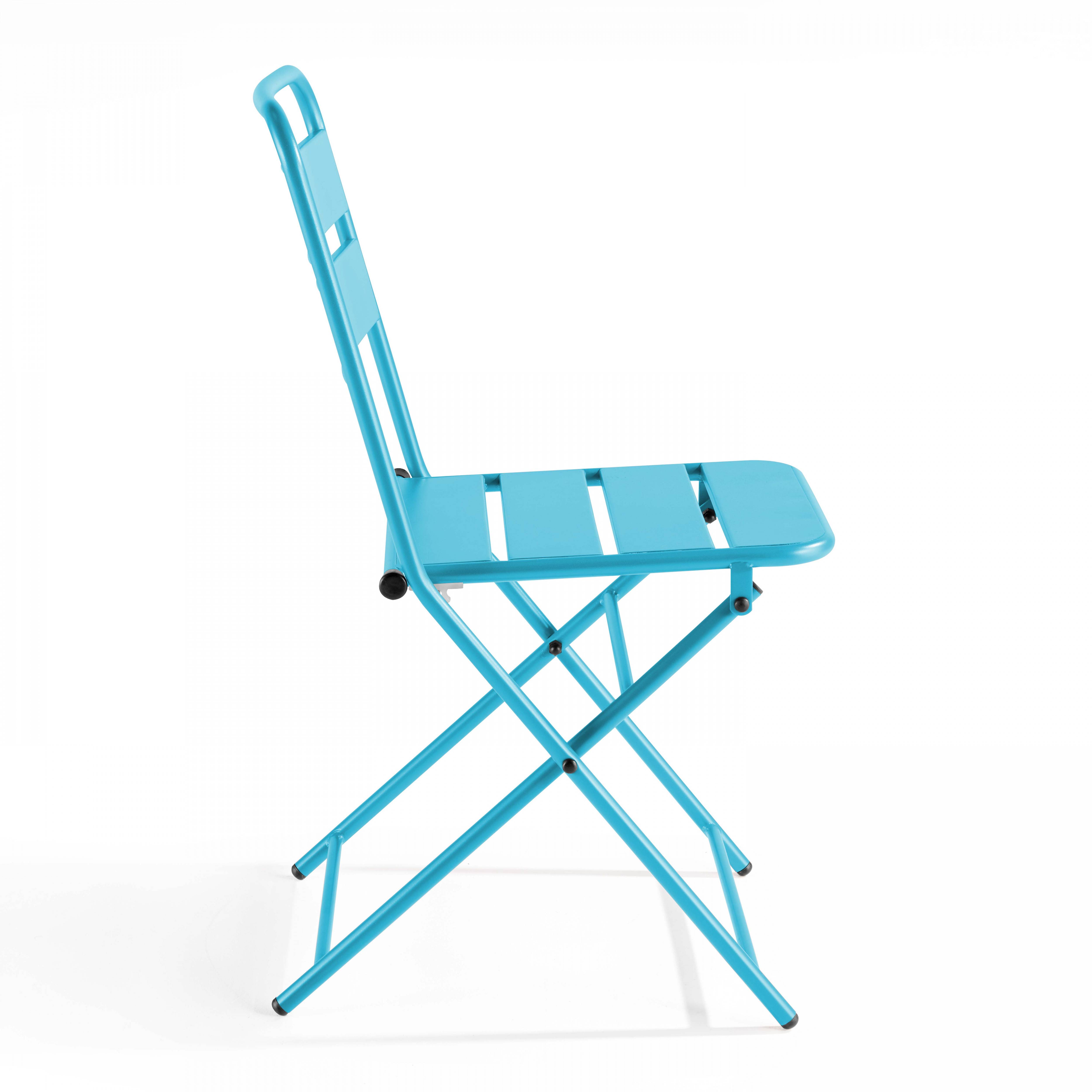 Oviala - Lot de 2 chaises de jardin pliantes en métal bleu Palavas - Oviala - Imagen 5