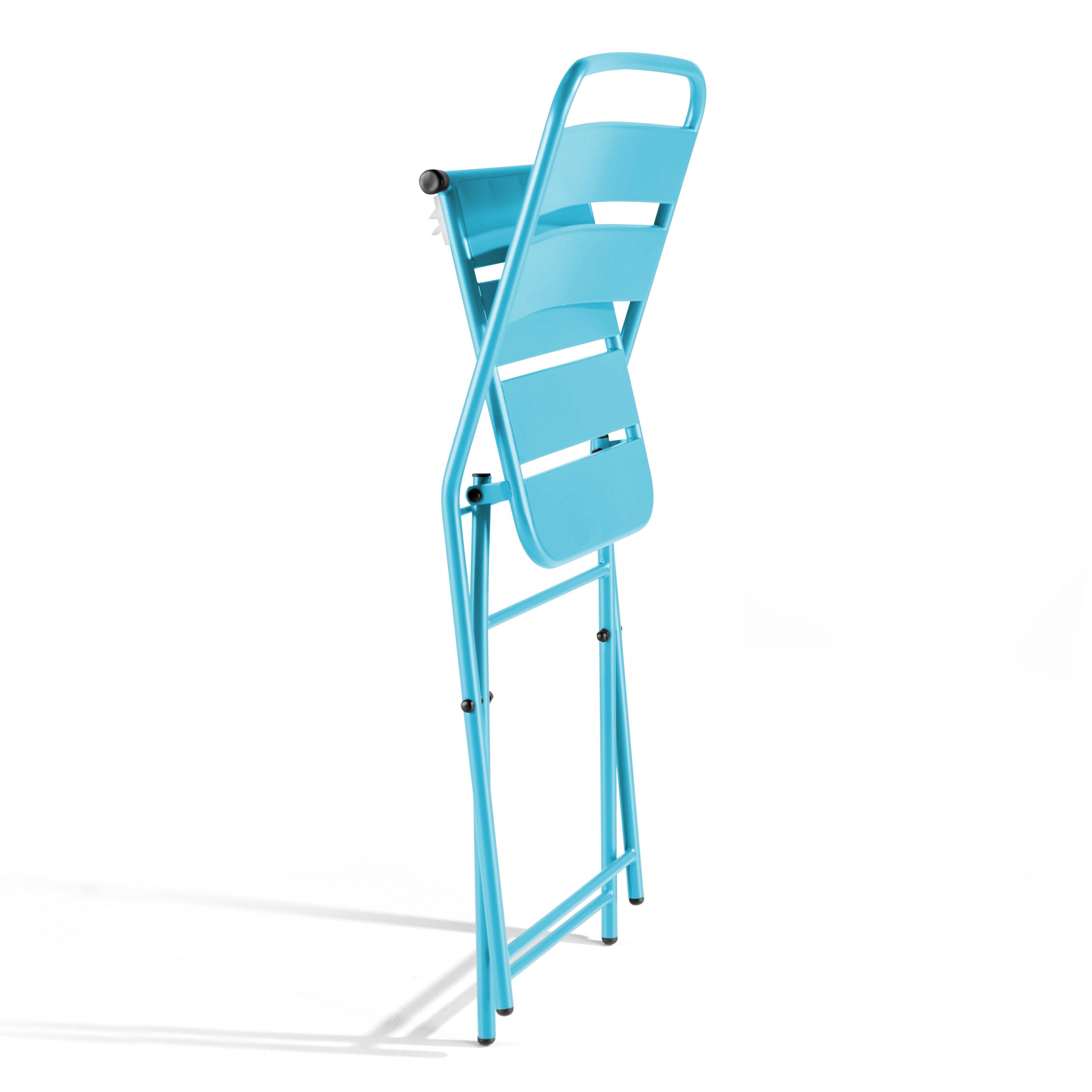 Oviala - Lot de 2 chaises de jardin pliantes en métal bleu Palavas - Oviala - Imagen 3