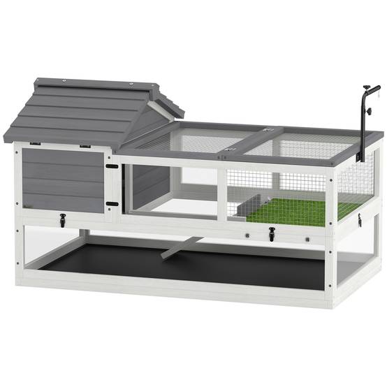 Maison pour tortues en bois, terrarium extérieur 116x70,5x69,5 cm, gris - Image 2