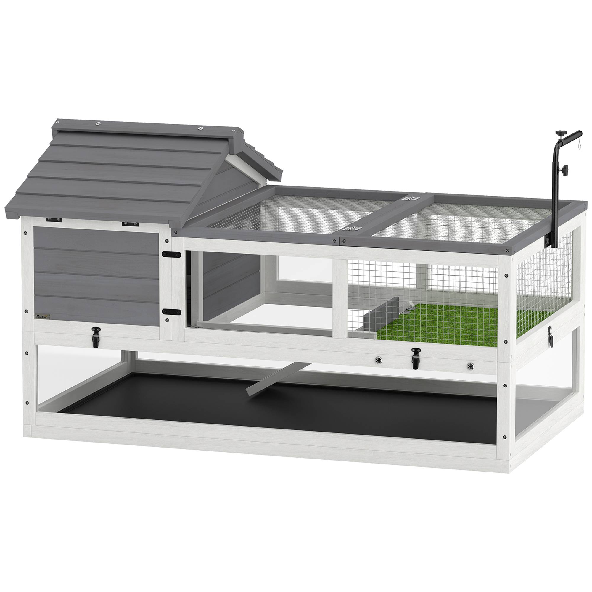 Maison pour tortues en bois, terrarium extérieur 116x70,5x69,5 cm, gris - Image 2