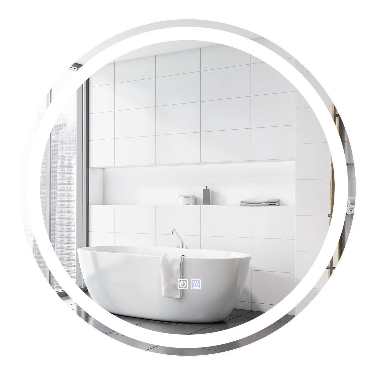 Miroir de salle de bain led ø 60 cm avec 3 eclairages interrupteur tactile et fonction anti-buée - Image 1