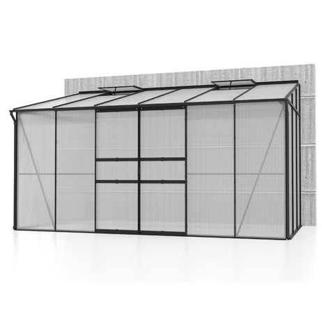 Vitavia - Serre adossée IDA 7800 - 7,8 m² en polycarbonate avec porte coulissante & lucarnes, Couleur Aluminium , Polycarbonate 6 mm - Image 6