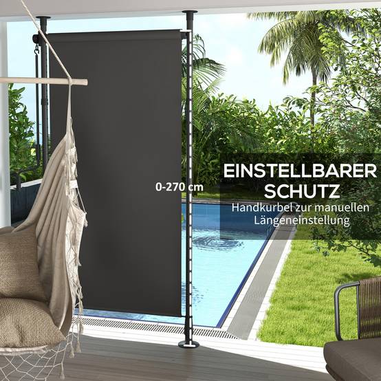 Store Vertical 140 X 240 Cm Anthracite - Protection Solaire Et Intimité Pour Balcon, Terrasse Et Jardin | Résistant Aux Intempéries