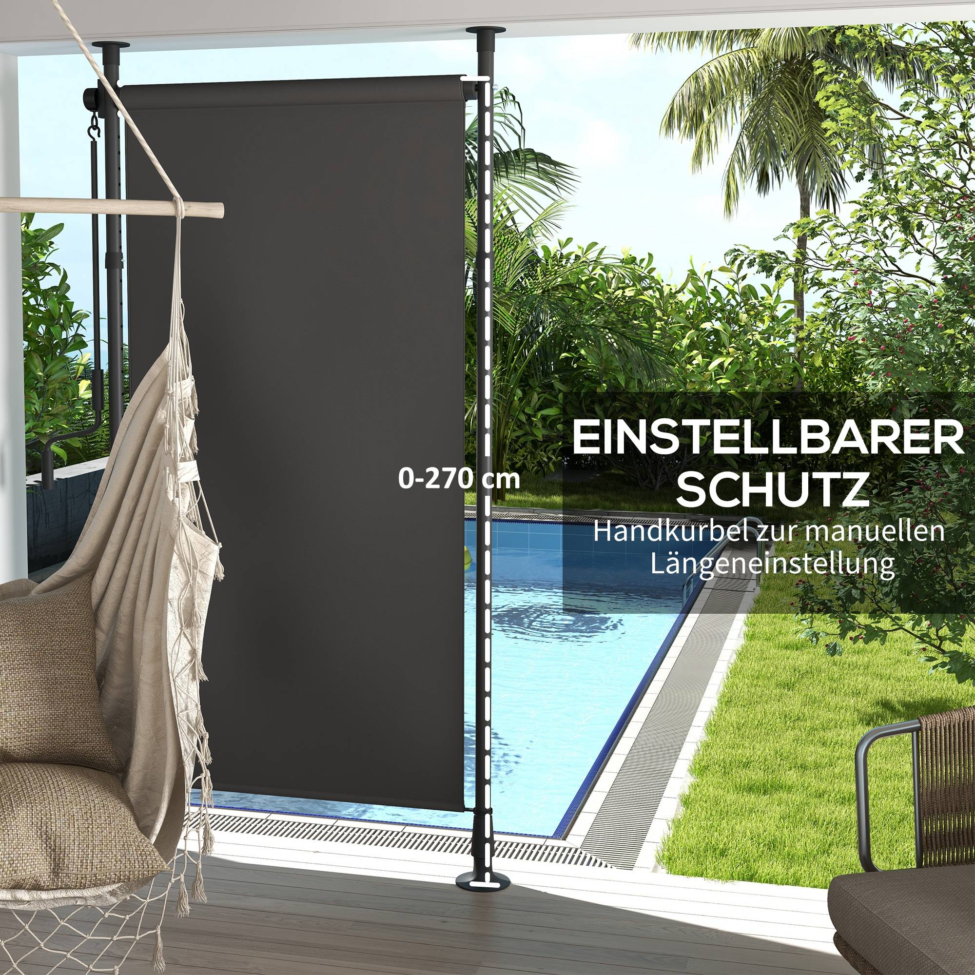 Store Vertical 140 X 240 Cm Anthracite - Protection Solaire Et Intimité Pour Balcon, Terrasse Et Jardin | Résistant Aux Intempéries