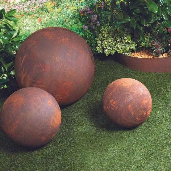 Jardinex - Boule rouillée jardin corten - Rouille 30 cm - Jardinex - Imagen 2