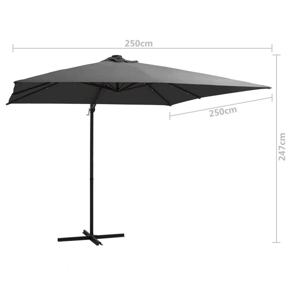 Helloshop26 - Parasol déporté avec led et mât en acier 250 x 250 cm anthracite - Imagen 7
