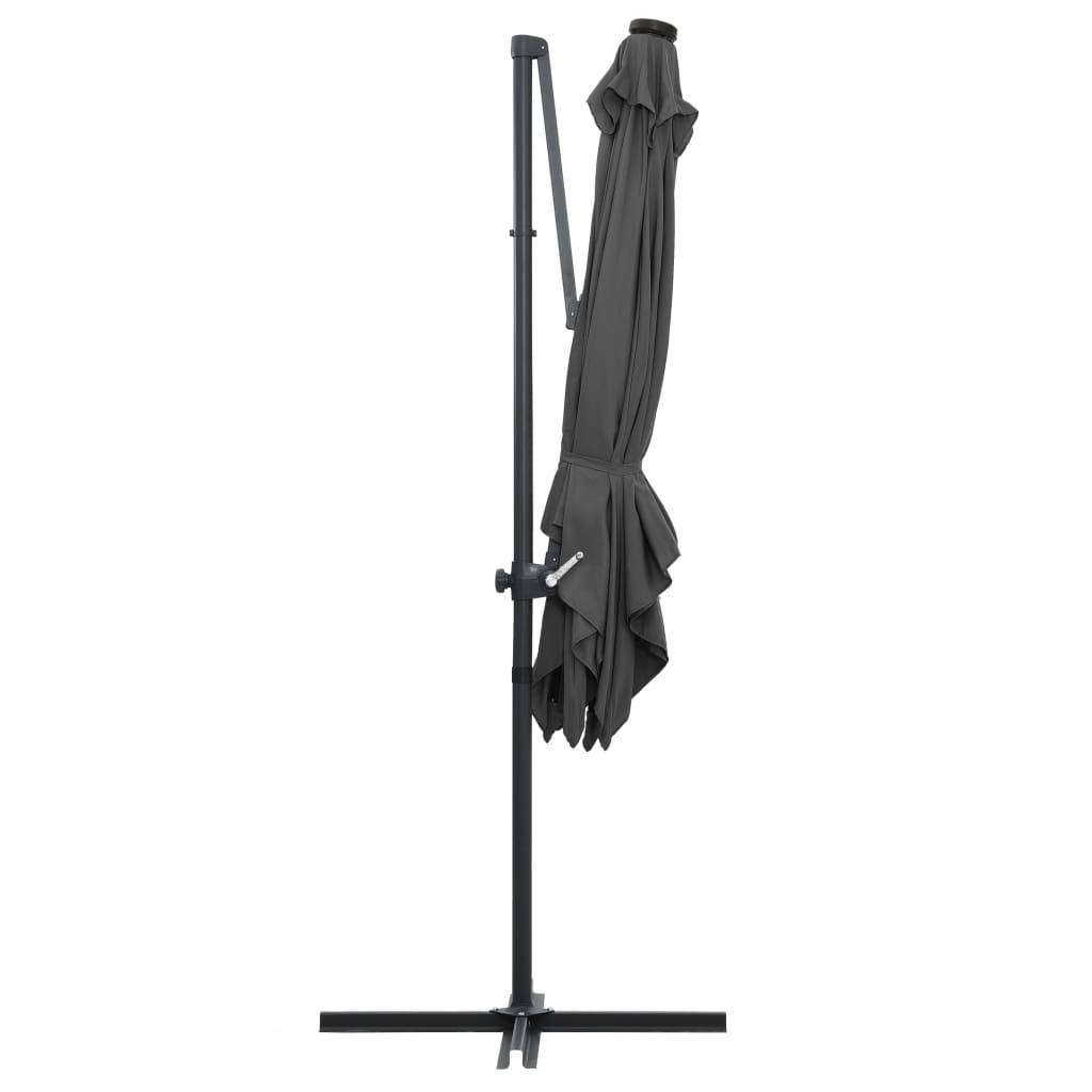 Helloshop26 - Parasol déporté avec led et mât en acier 250 x 250 cm anthracite - Imagen 4
