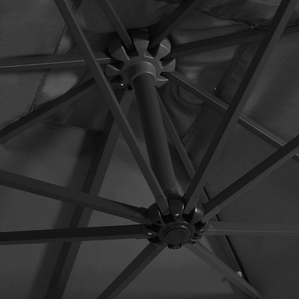Helloshop26 - Parasol déporté avec led et mât en acier 250 x 250 cm anthracite - Imagen 5