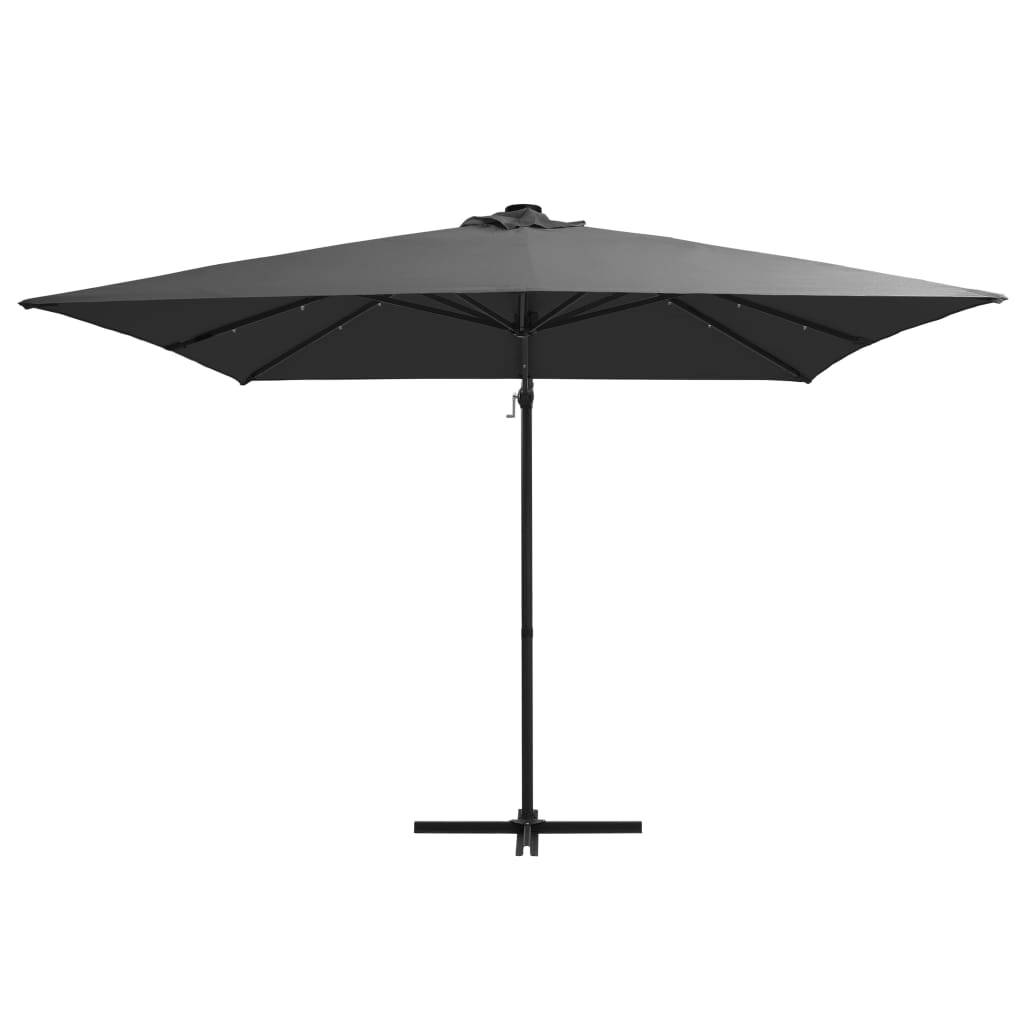 Helloshop26 - Parasol déporté avec led et mât en acier 250 x 250 cm anthracite - Imagen 2