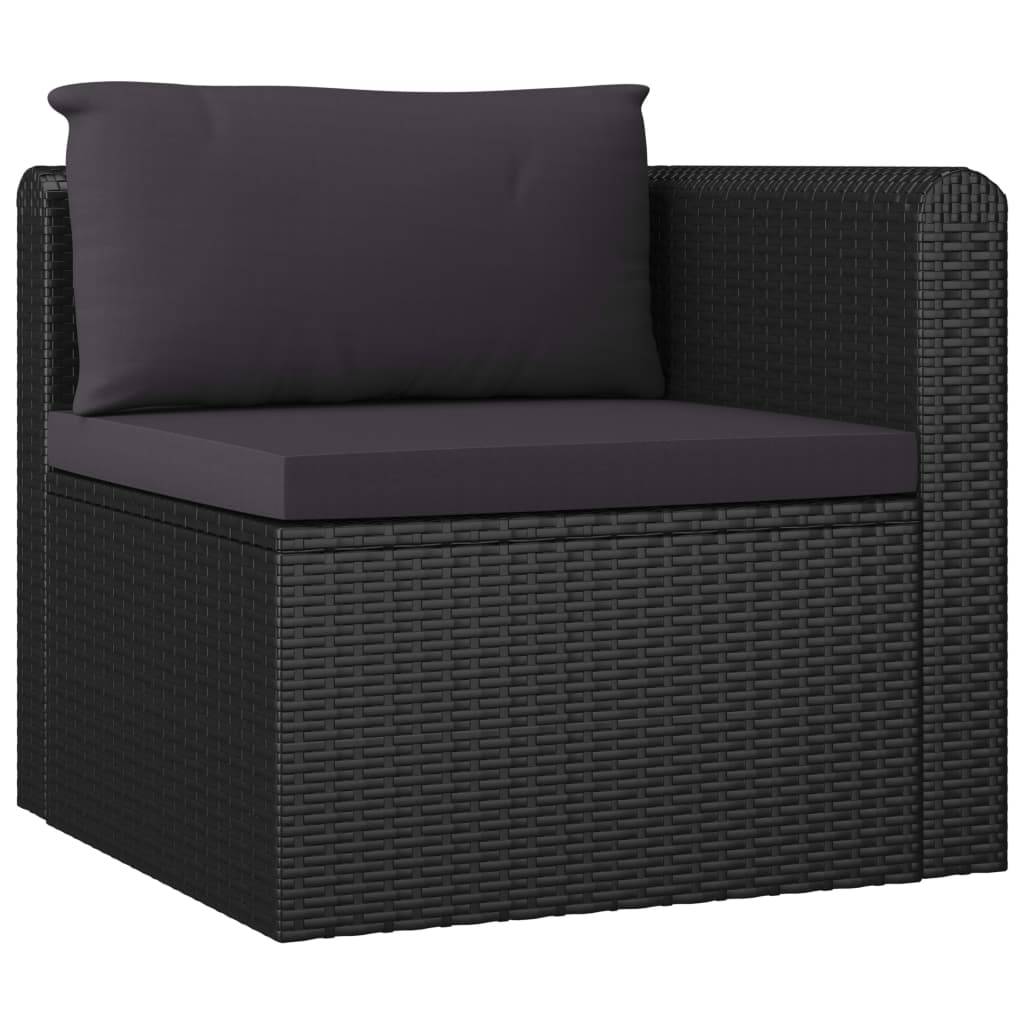 Helloshop26 - Salon de jardin meuble d'extérieur ensemble de mobilier 9 pièces avec coussins résine tressée noir - Imagen 2