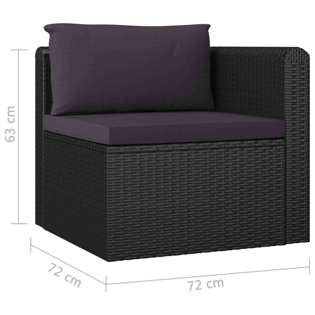 Helloshop26 - Salon de jardin meuble d'extérieur ensemble de mobilier 9 pièces avec coussins résine tressée noir - Imagen 5