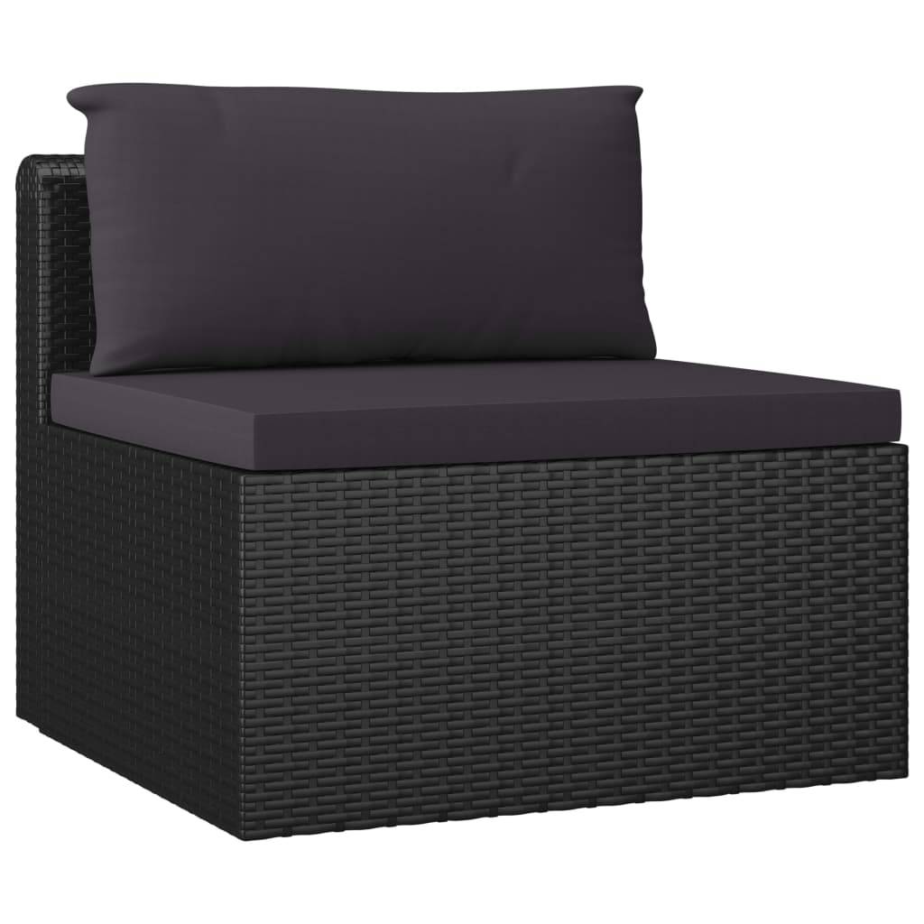 Helloshop26 - Salon de jardin meuble d'extérieur ensemble de mobilier 9 pièces avec coussins résine tressée noir - Imagen 3