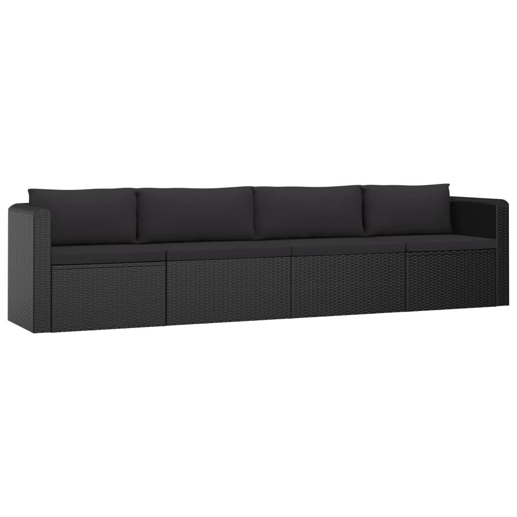 Helloshop26 - Salon de jardin meuble d'extérieur ensemble de mobilier 9 pièces avec coussins résine tressée noir - Imagen 4