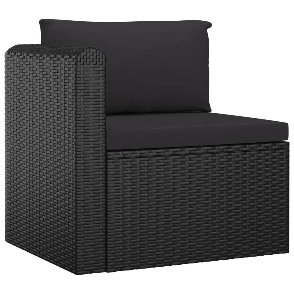 Helloshop26 - Salon de jardin meuble d'extérieur ensemble de mobilier 9 pièces avec coussins résine tressée noir - Imagen 1