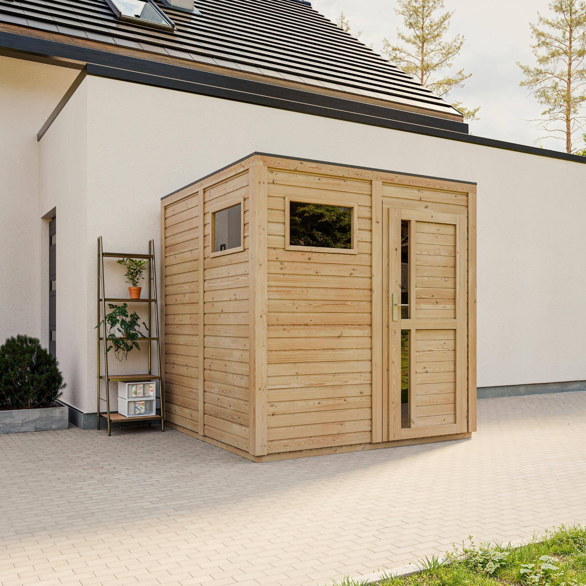 Timbela - Abri de jardin en bois - 4,20 m² / 202x208xH216 cm - avec sol traité - Timbela M325F1+M325G