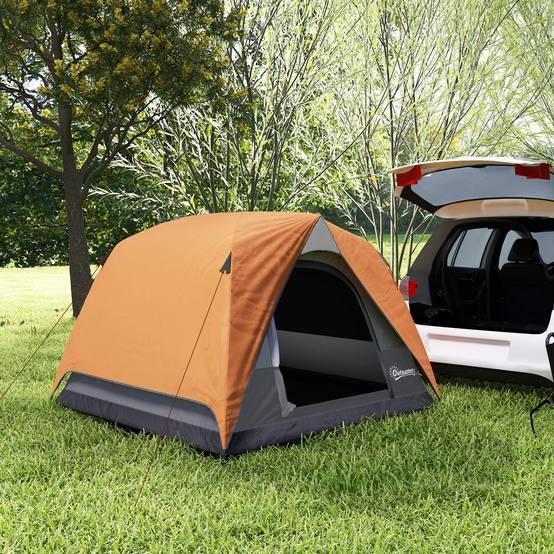 Tente de camping 4 personnes, imperméable, facile à monter, sac de transport inclus, 200 x 200 x 135 cm, grise - Image 10
